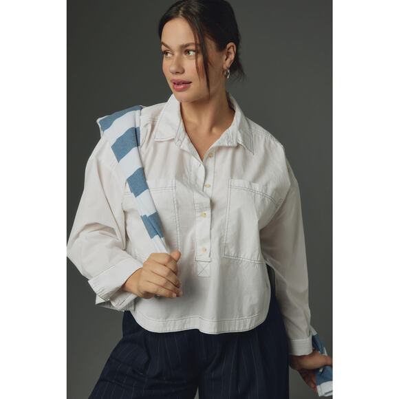 Anthropologie Back-Slit Buttondown Shirt - New 1X - Picture 1 of 5
